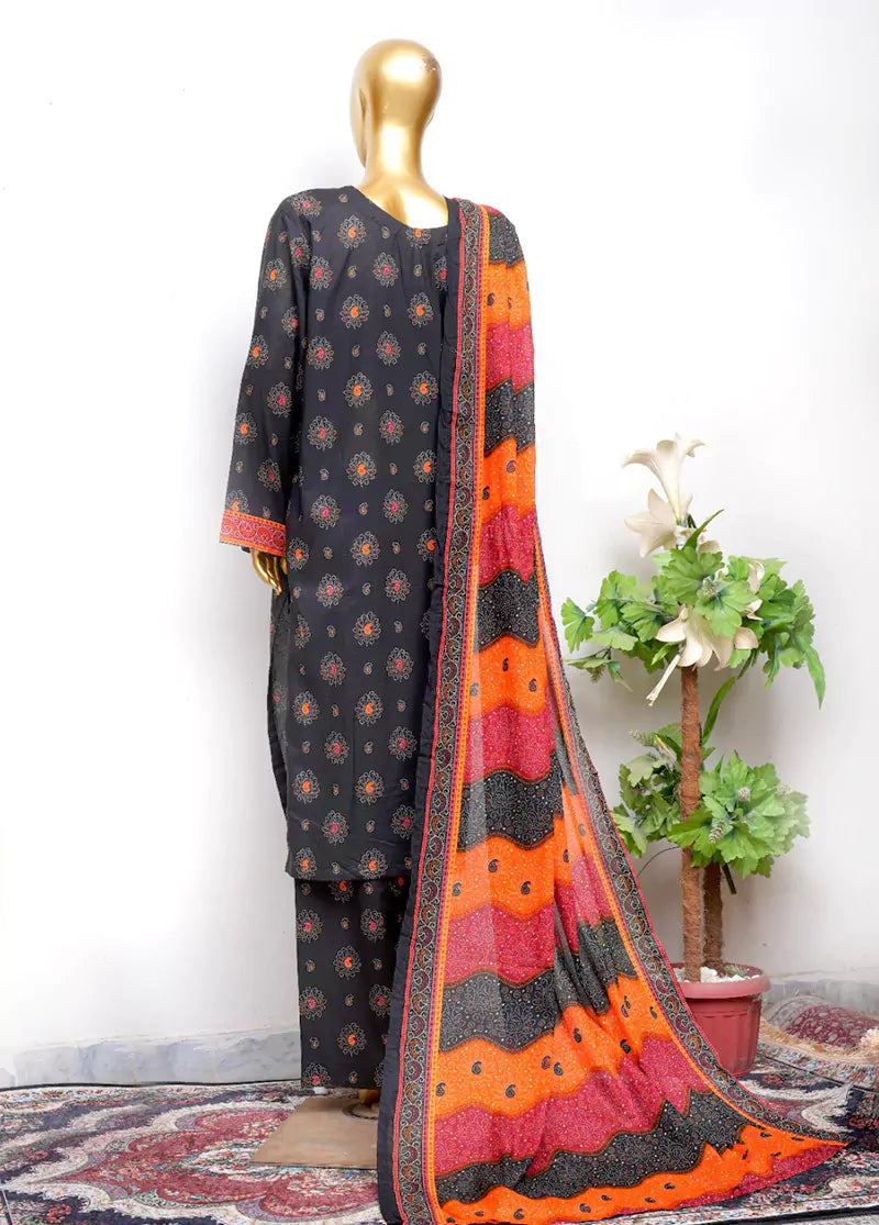 Printed Black Lawn 3-Piece Stitched Suit by Bin Saeed, photo 2