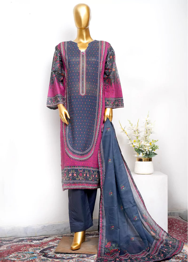Printed Lawn 3-Piece Stitched Suit by Bin Saeed