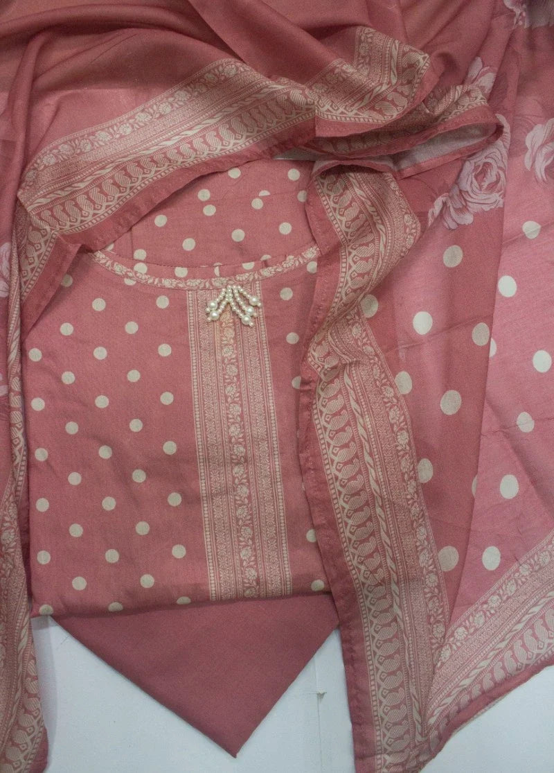 Printed Peonny Peach Lawn 3-Piece Stitched Suit by Bin Saeed