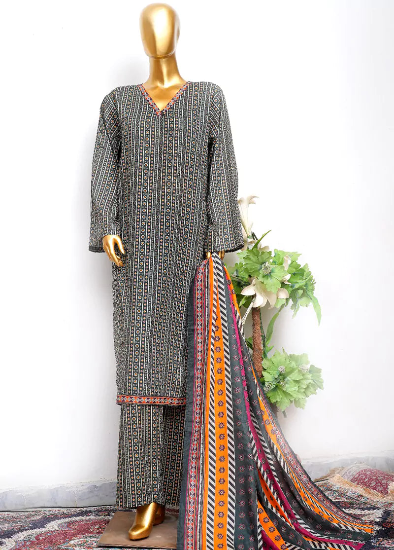 Printed Lawn 3-Piece Stitched Suit by Bin Saeed