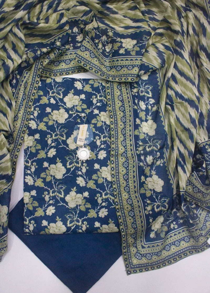 Printed Cotton 3-Piece Stitched Suit by Bin Saeed