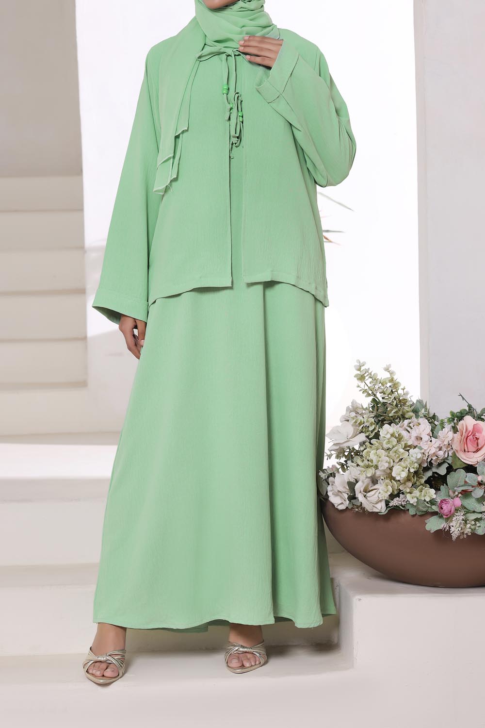 Light Green 2PC Abaya by Al Deebaj, photo 2