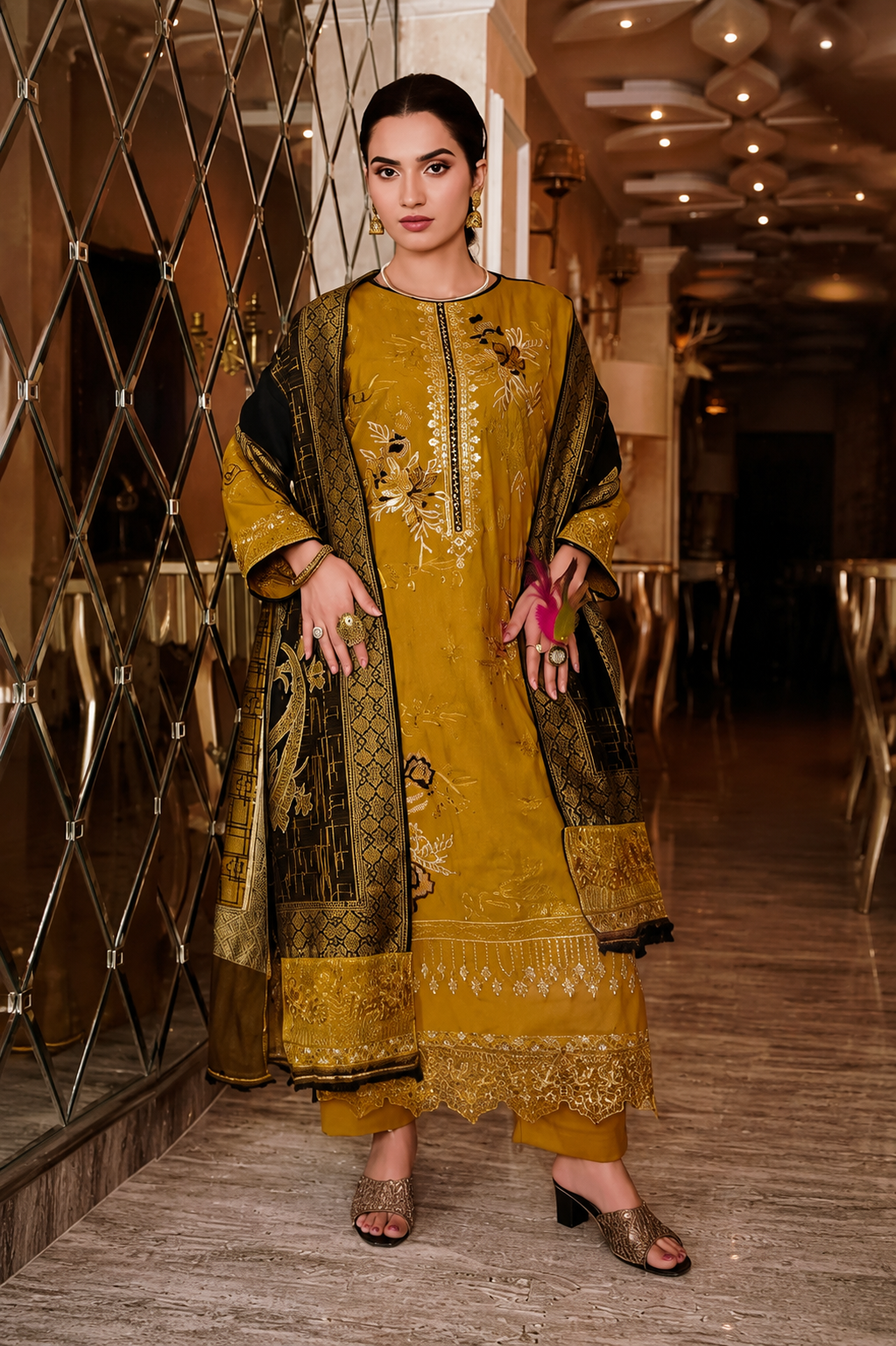 Marjjan Premium Winter MDS-93A – Marjjan 3-piece unstitched suit