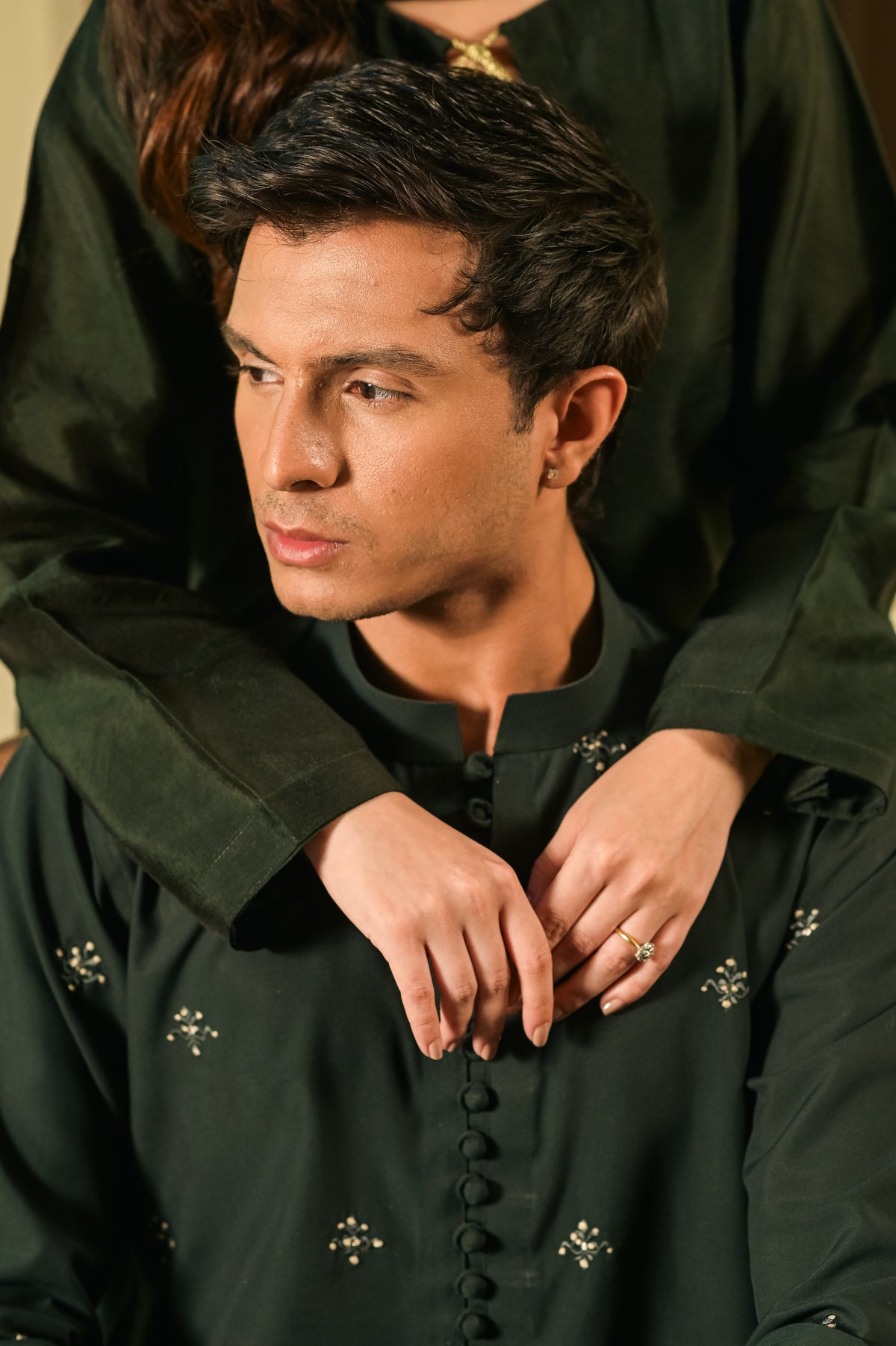 Aura Men's Bottle Green Kurta Set by Kinza Khalid, photo 5