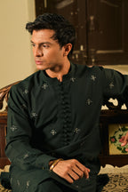 Aura Men's Bottle Green Kurta Set by Kinza Khalid