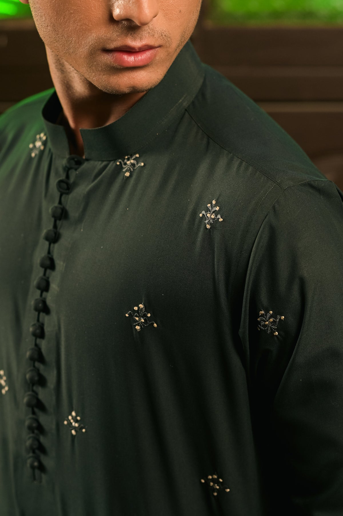 Aura Men's Bottle Green Kurta Set by Kinza Khalid, photo 2