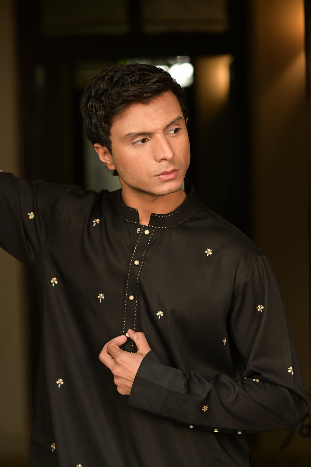 Shaan Men's Black Kurta Set by Kinza Khalid, photo 2