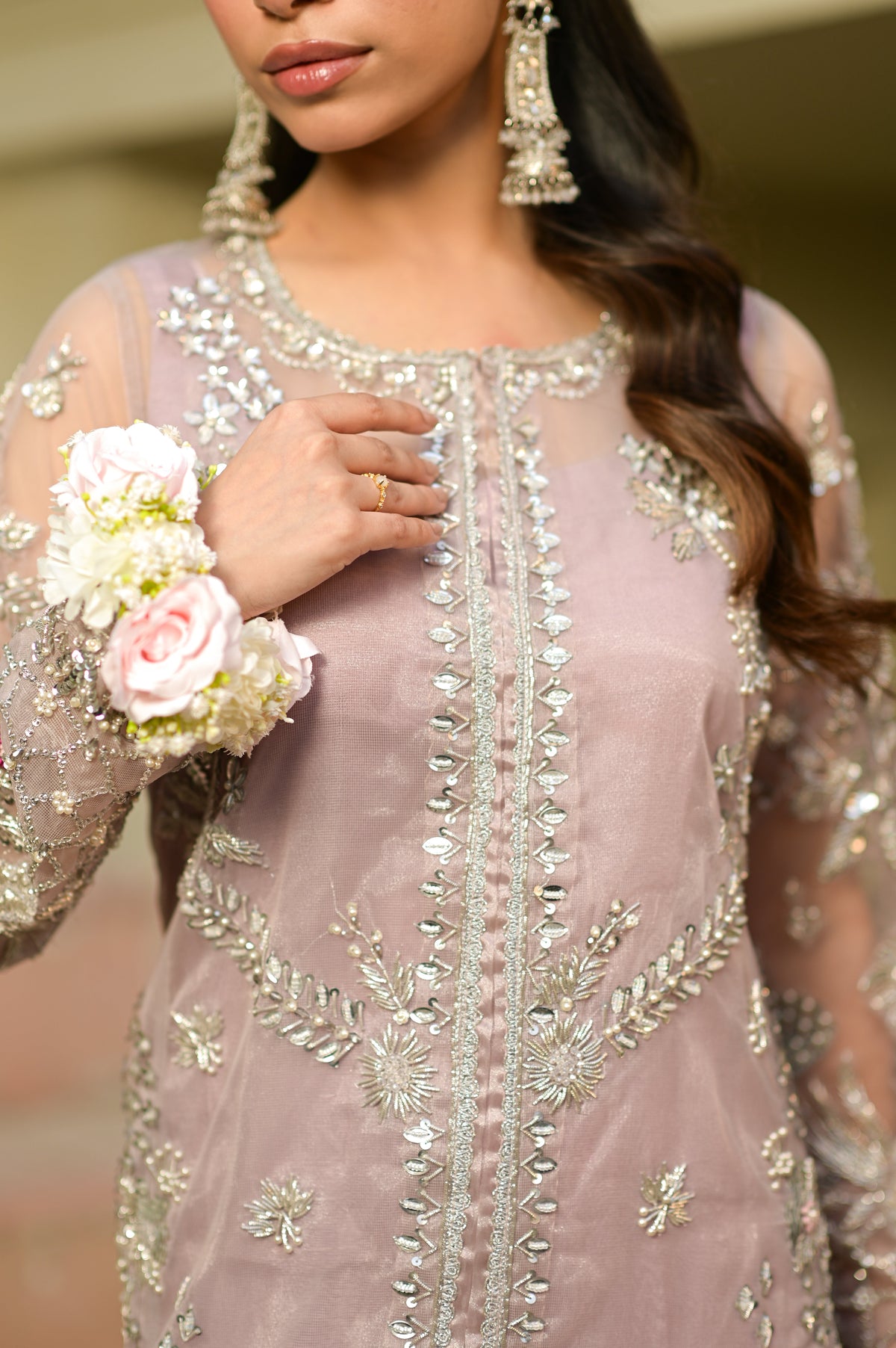 Sophia Lilac Organza 4-Piece Formal Suit by Kinza Khalid, photo 3