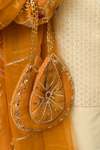 Mirza Mustard Fine Net 4-Piece Formal Suit by Kinza Khalid, photo 3