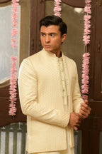 Mirza Men's Cream Prince Coat & Kurta Set by Kinza Khalid