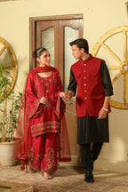 Jazba Men's Maroon Waistcoat & Kurta Pajama by Kinza Khalid, photo 5