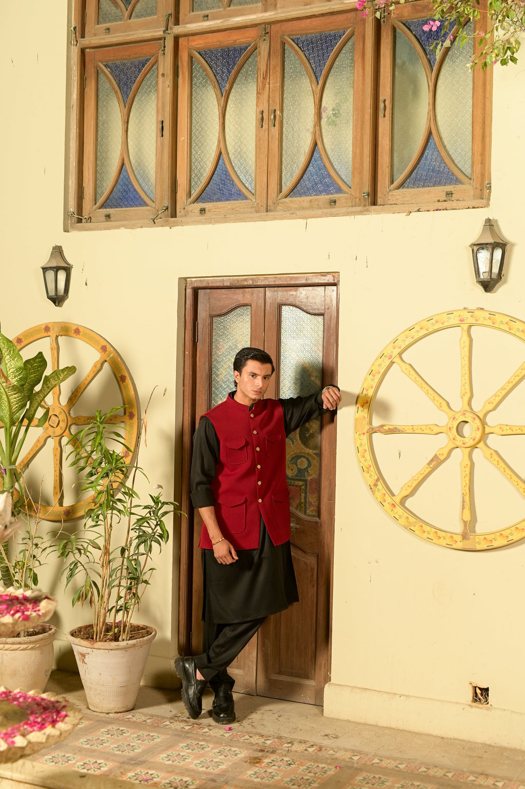 Jazba Men's Maroon Waistcoat & Kurta Pajama by Kinza Khalid, photo 2