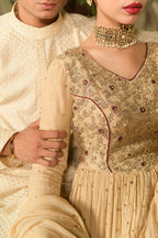 Nori Beige Pure Chiffon 3-Piece Formal Suit by Kinza Khalid, photo 6