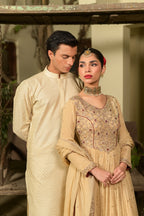 Nori Beige Pure Chiffon 3-Piece Formal Suit by Kinza Khalid, photo 7