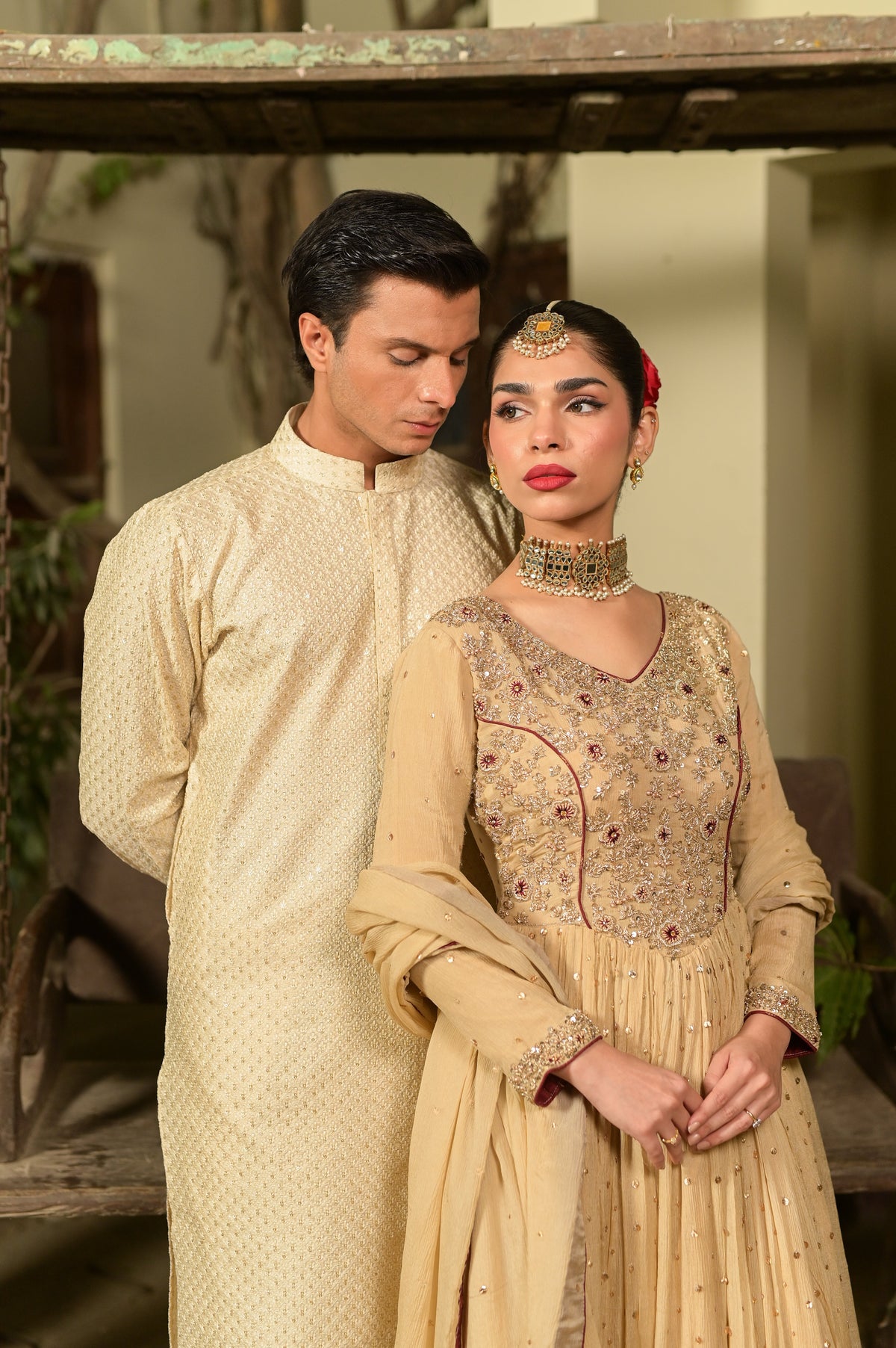 Nori Beige Pure Chiffon 3-Piece Formal Suit by Kinza Khalid, photo 7