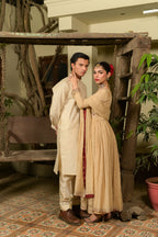 Nori Beige Pure Chiffon 3-Piece Formal Suit by Kinza Khalid, photo 5