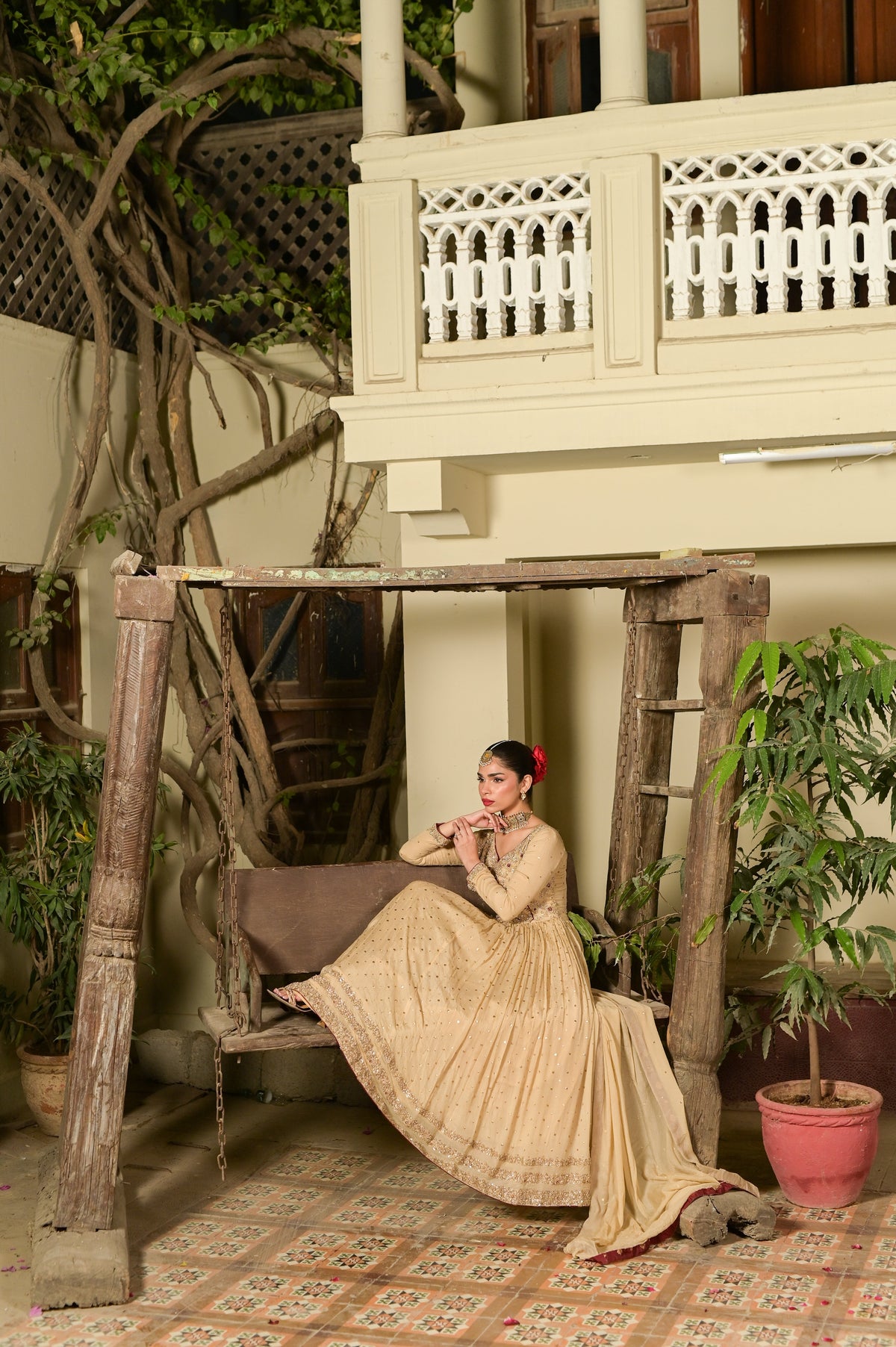 Nori Beige Pure Chiffon 3-Piece Formal Suit by Kinza Khalid, photo 2