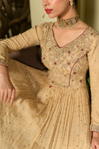 Nori Beige Pure Chiffon 3-Piece Formal Suit by Kinza Khalid, photo 3