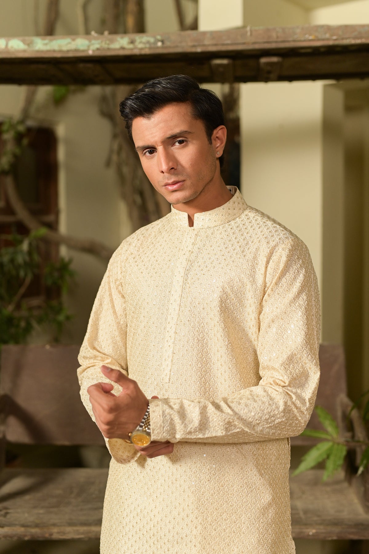 Nori Men's Cream Kurta Set by Kinza Khalid, photo 2