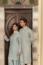 Ayra Men's Ice Blue Kurta Set by Kinza Khalid, photo 5