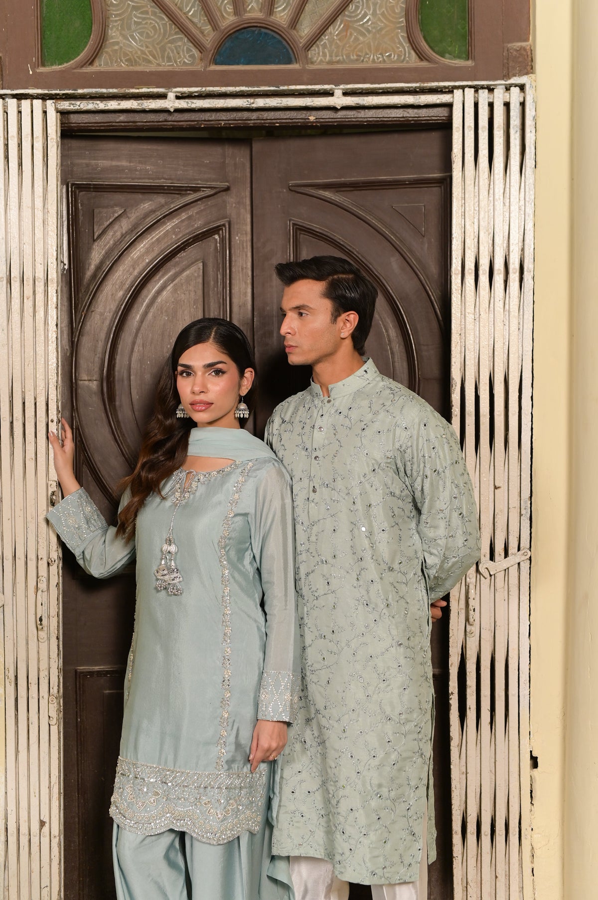 Ayra Men's Ice Blue Kurta Set by Kinza Khalid, photo 5