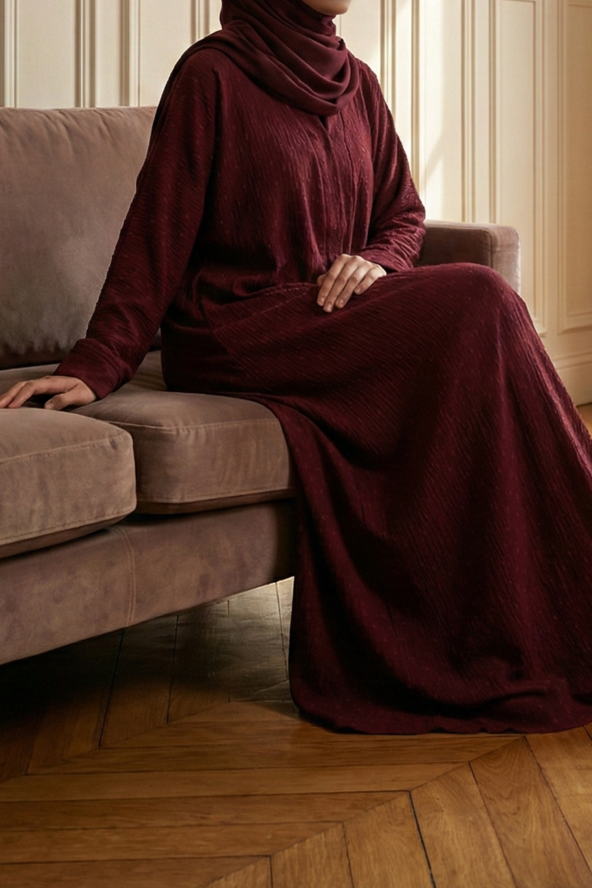 Ameera Maroon Abaya by Al Deebaj, photo 4