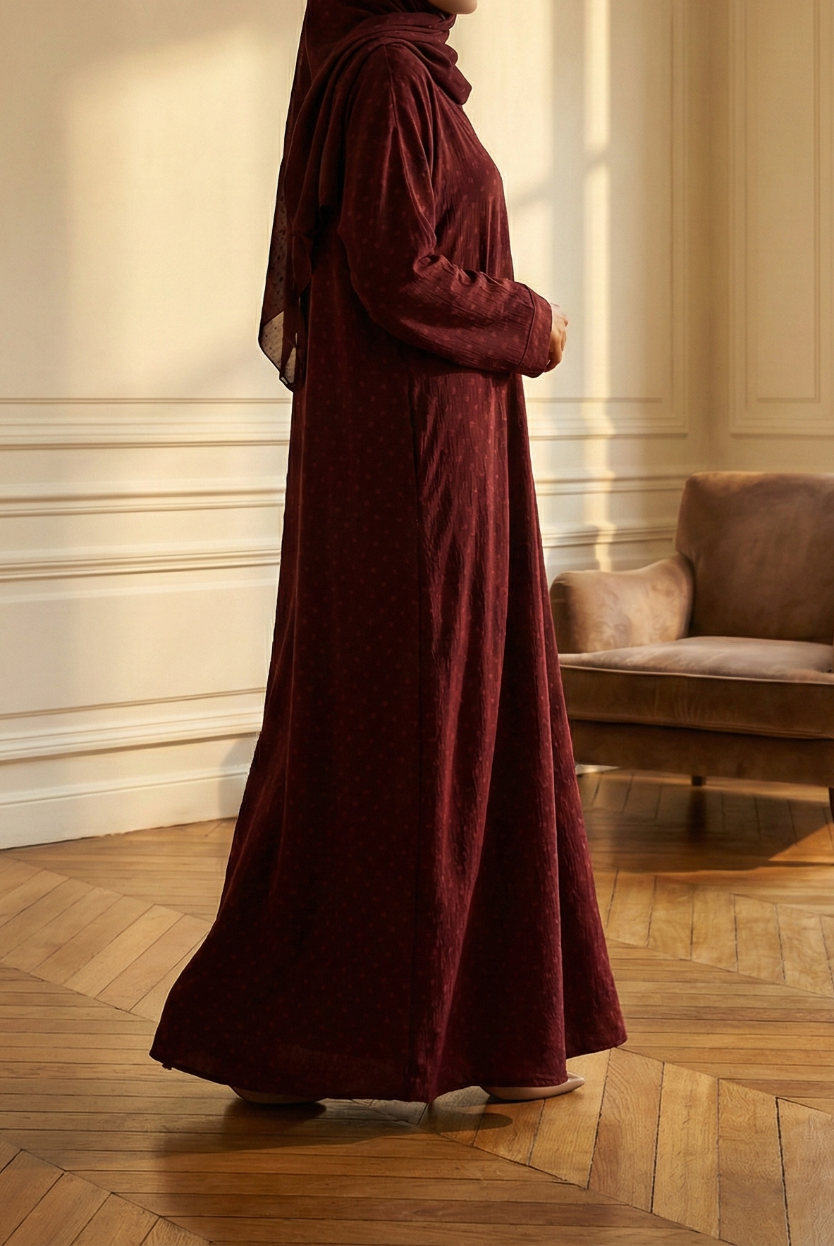 Ameera Maroon Abaya by Al Deebaj, photo 3