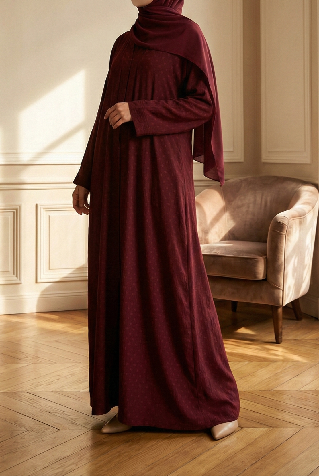 Ameera Maroon Abaya by Al Deebaj