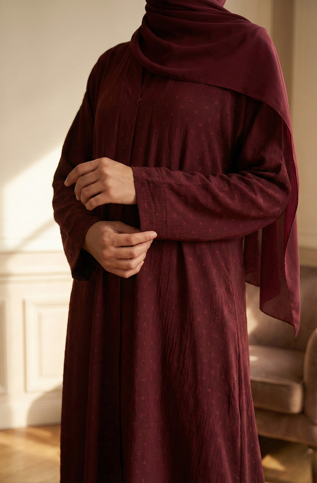 Ameera Maroon Abaya by Al Deebaj, photo 2