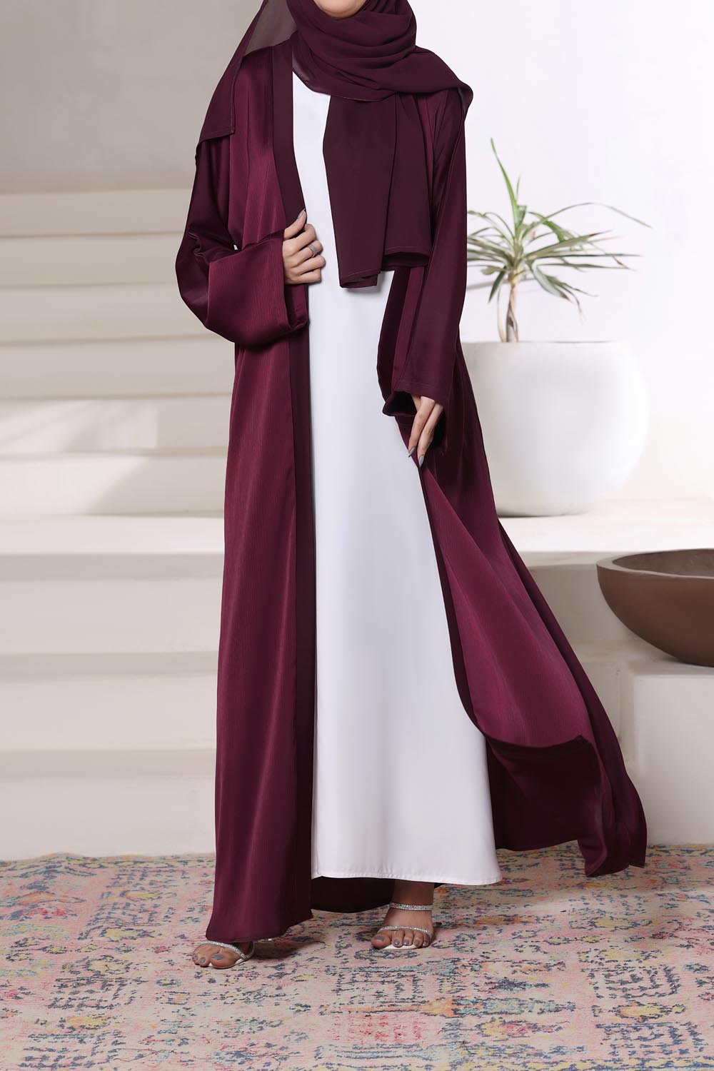 Maroon Front Open Gown Abaya by Al Deebaj, photo 5
