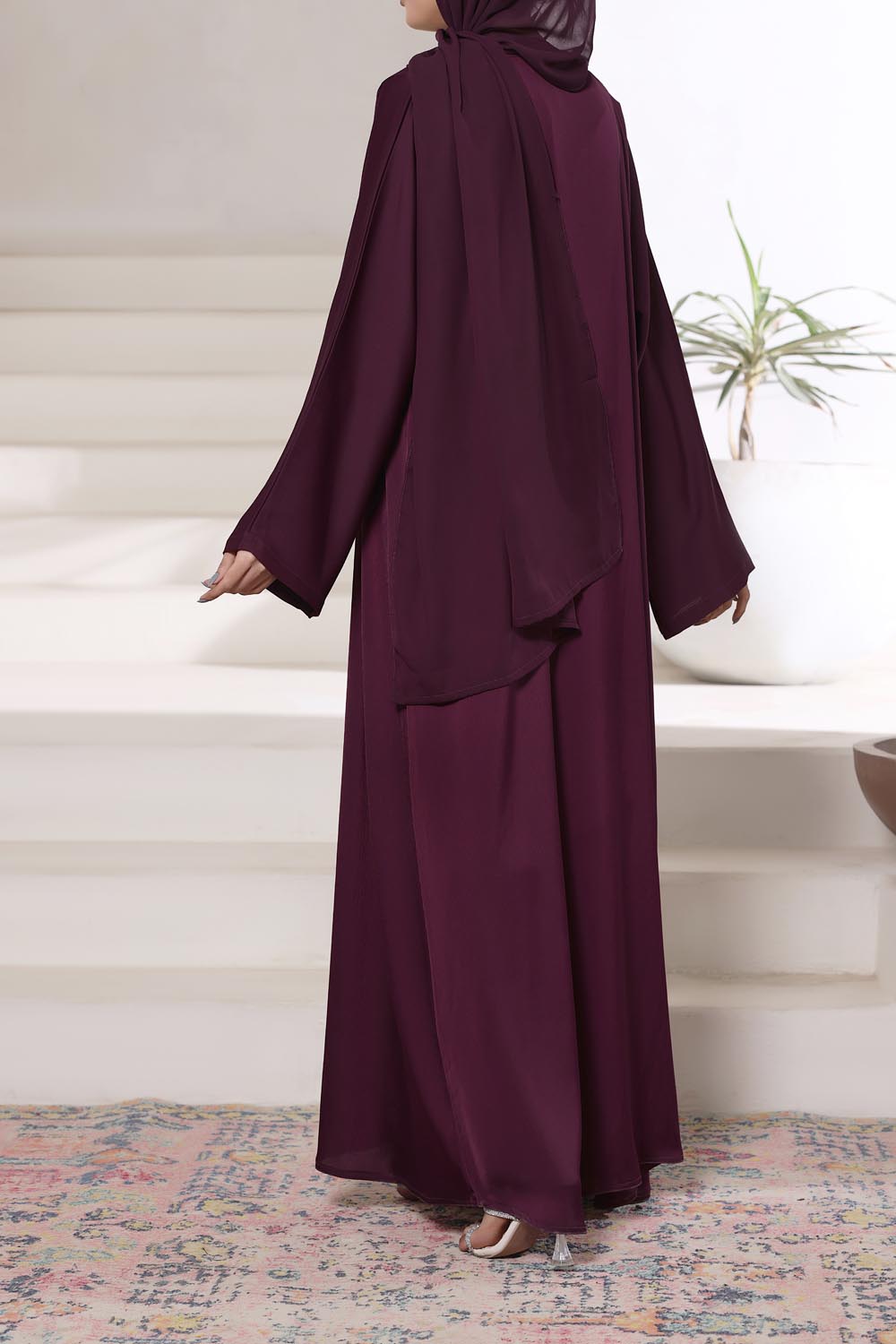 Maroon Front Open Gown Abaya by Al Deebaj, photo 6