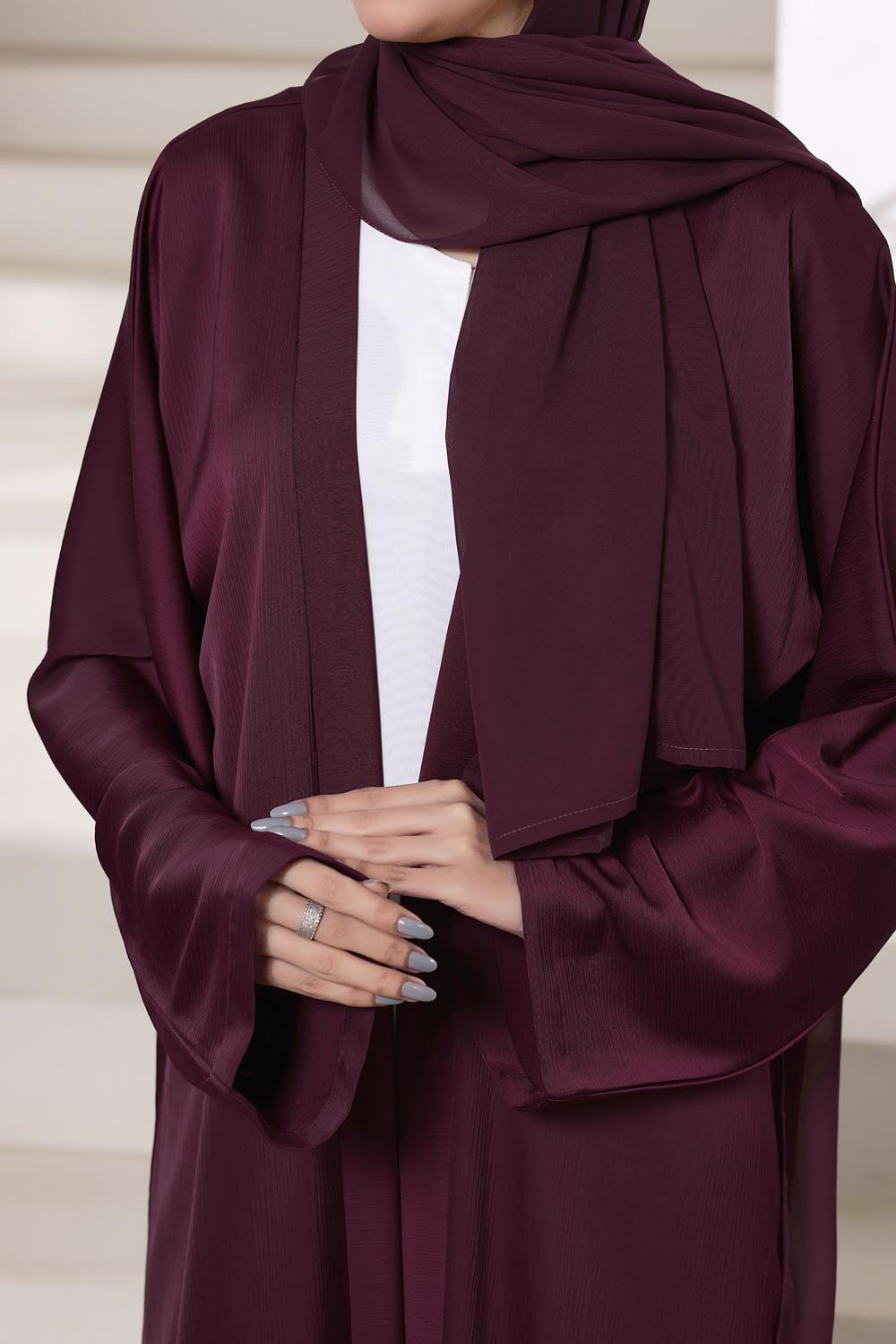 Maroon Front Open Gown Abaya by Al Deebaj, photo 7