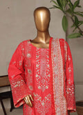 Embroidered Rose Red Lawn 3-Piece Stitched Suit by Bin Saeed