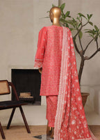Embroidered Punch Pink Lawn 3-Piece Stitched Suit by Bin Saeed, photo 3