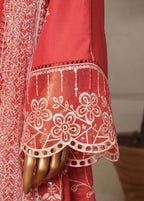 Embroidered Punch Pink Lawn 3-Piece Stitched Suit by Bin Saeed, photo 4