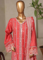 Embroidered Punch Pink Lawn 3-Piece Stitched Suit by Bin Saeed