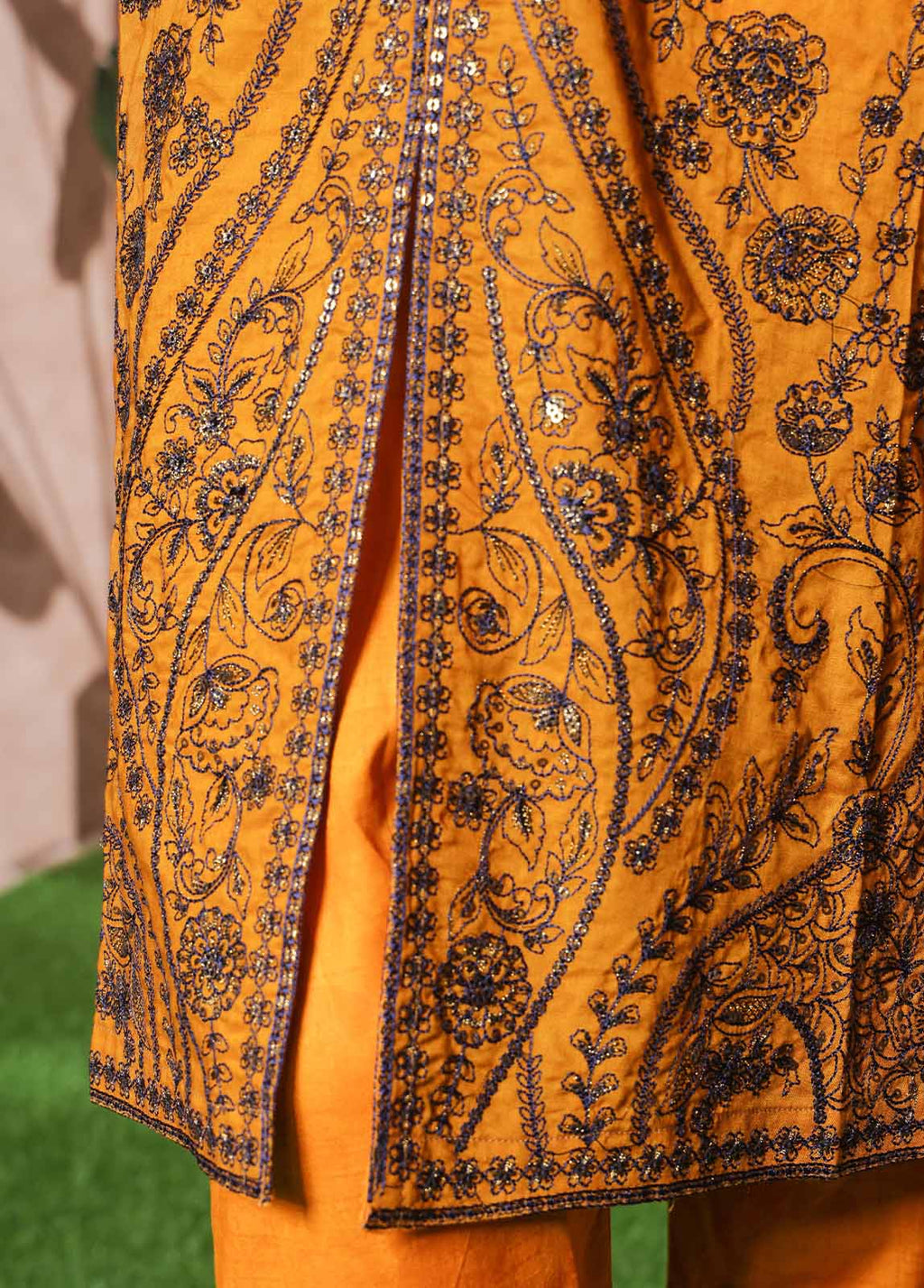 Embroidered Merigold Orange Lawn 3-Piece Stitched Suit by Bin Saeed, photo 6