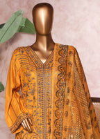 Embroidered Merigold Orange Lawn 3-Piece Stitched Suit by Bin Saeed