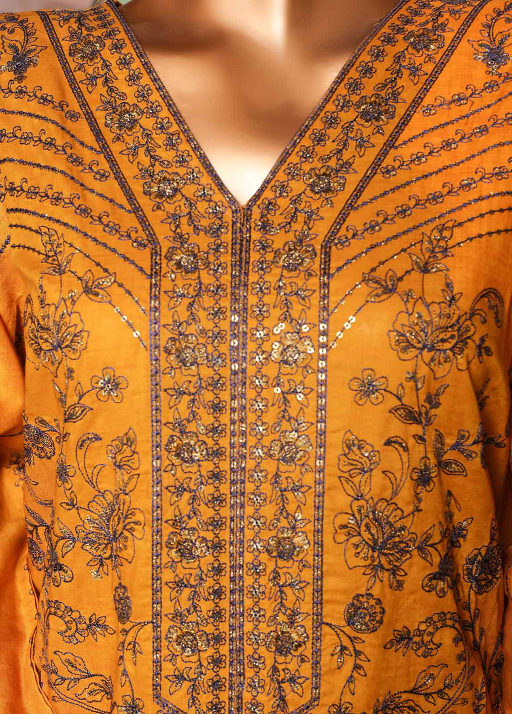 Embroidered Merigold Orange Lawn 3-Piece Stitched Suit by Bin Saeed, photo 5