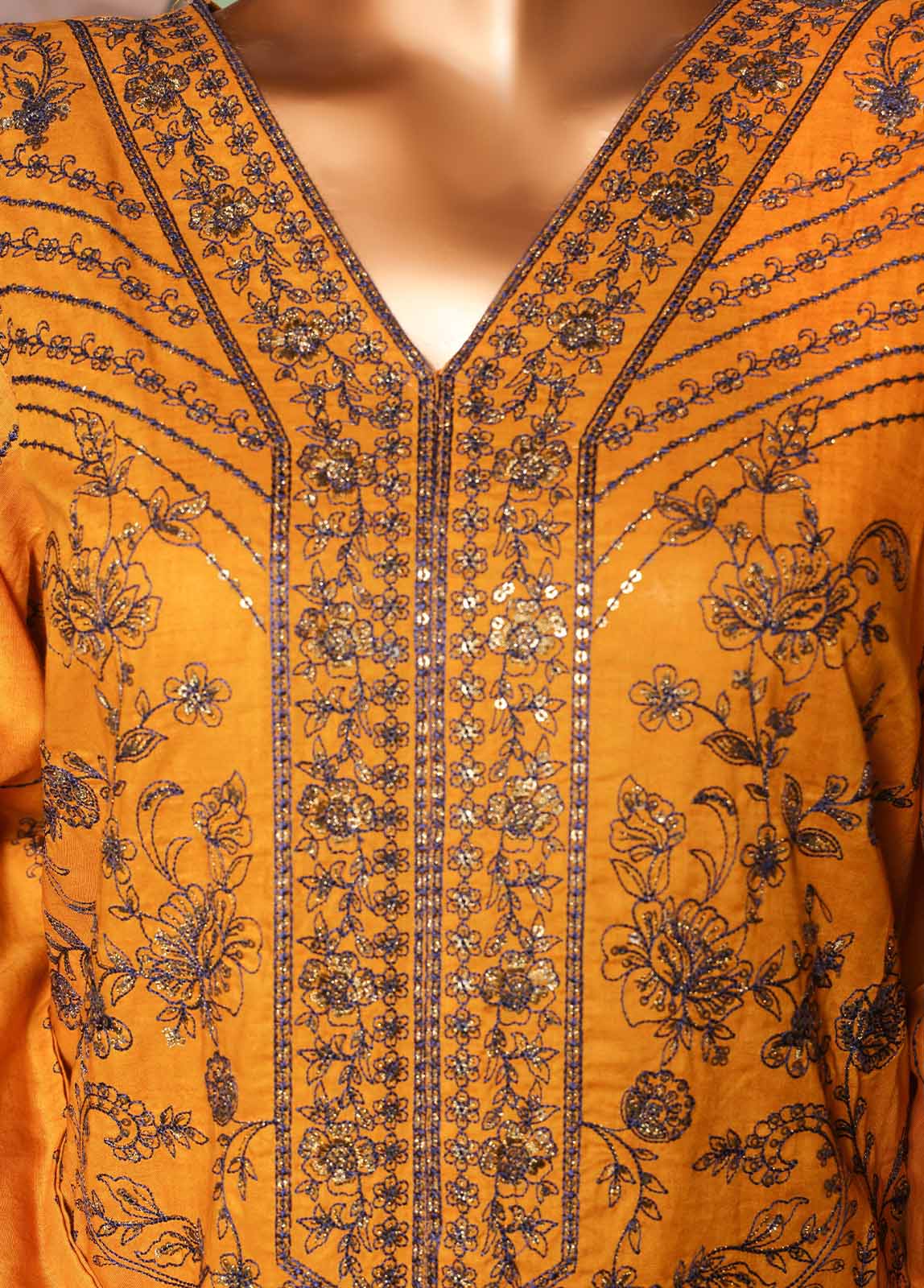 Embroidered Merigold Orange Lawn 3-Piece Stitched Suit by Bin Saeed, photo 5