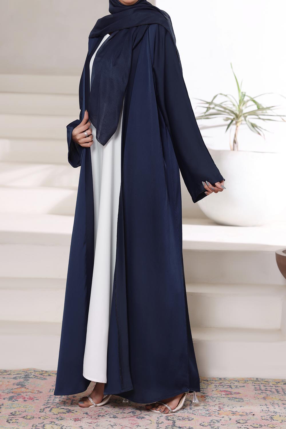 Navy Blue Front Open Gown Abaya by Al Deebaj, photo 4