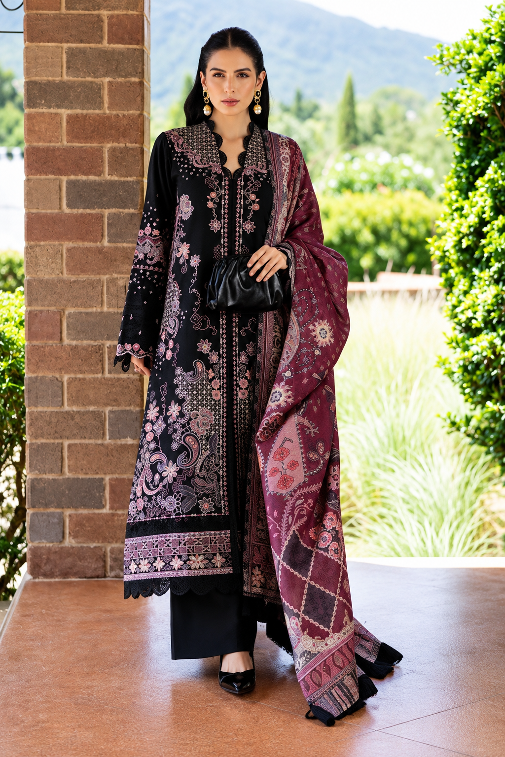 Florent Serenity Winter (Noir) – Florent 3-piece unstitched suit