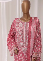 Watermelon Pink Viscose 3-Piece Stitched Suit by Bin Saeed