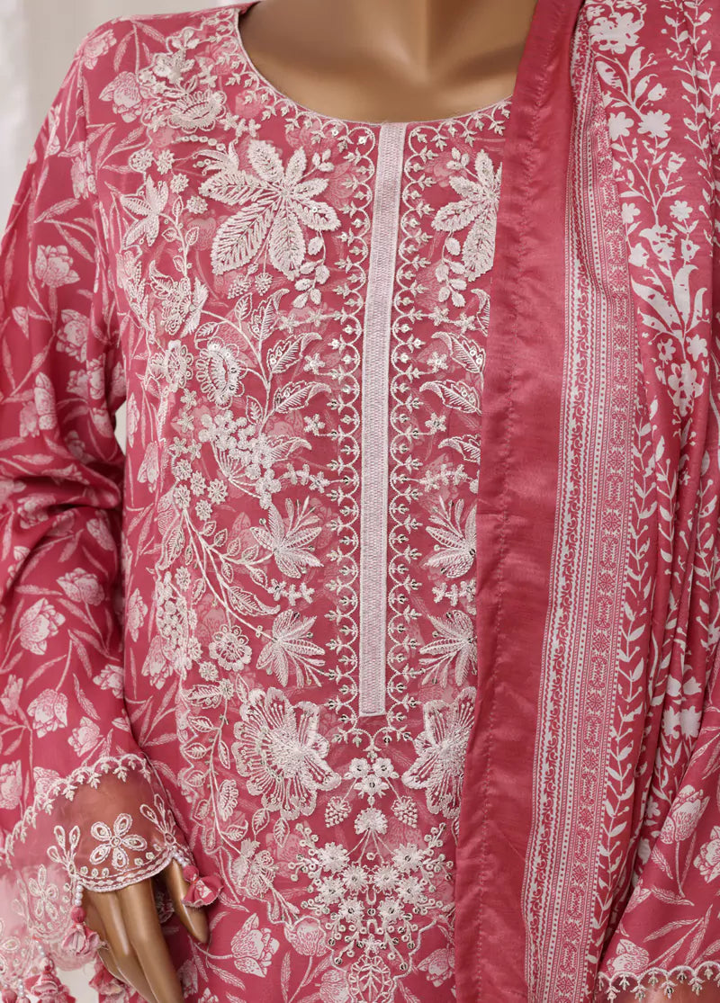 Watermelon Pink Viscose 3-Piece Stitched Suit by Bin Saeed, photo 4