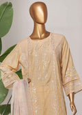 Embroidered Sand Brown Lawn 3-Piece Stitched Suit by Bin Saeed