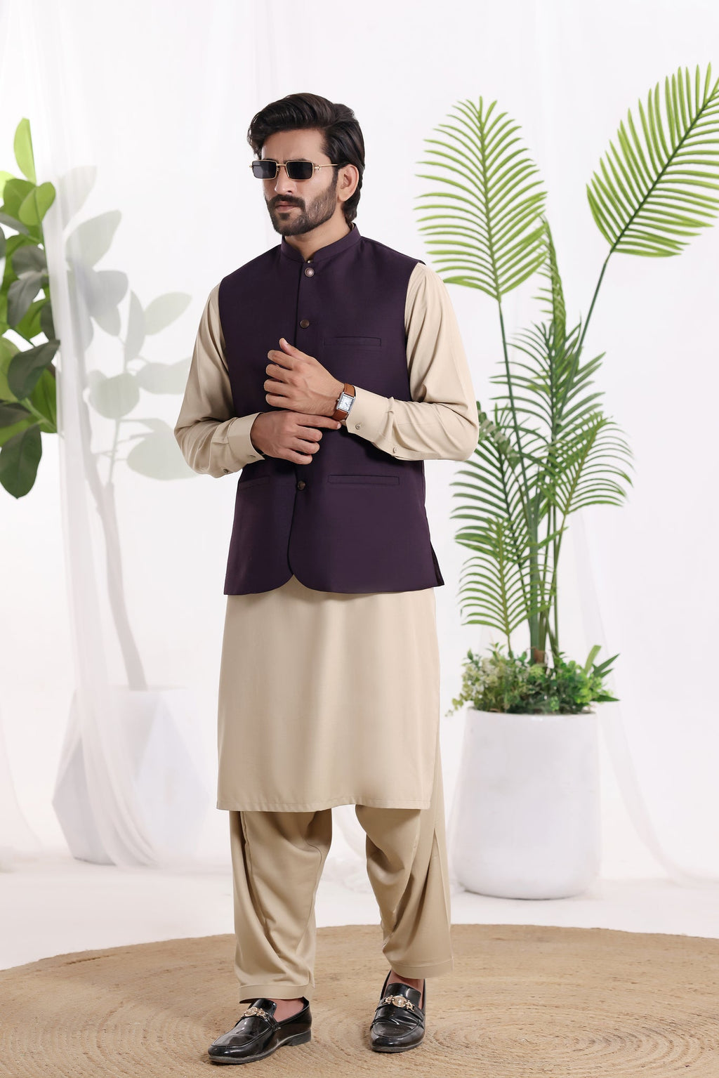Burgundy Waistcoat by Al Deebaj