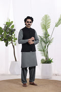 Black Self Waistcoat by Al Deebaj