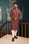 Mid Purple Textured Waistcoat by Al Deebaj