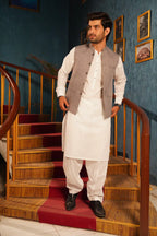 Beige Jute Waistcoat by Al Deebaj