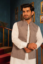 Beige Jute Waistcoat by Al Deebaj, photo 3